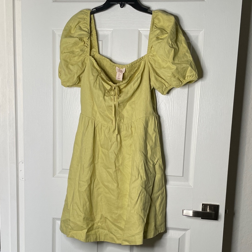 NWT Camila Coelho Linen Blend Short Puff Sleeve Mini Dress
